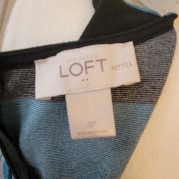 LOFT Black Striped Sleeveless Fit & Flare Dress Size 4 Petite - Picture 6 of 6